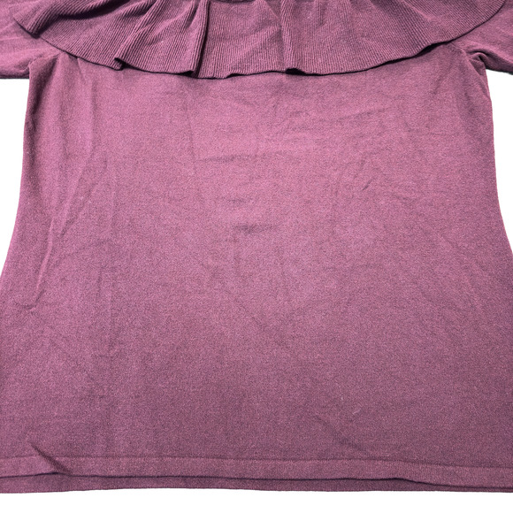 International Concepts Cold Shoulder Ruffle Top Purple Short Sleeve Blouse Large - Picture 11 of 13
